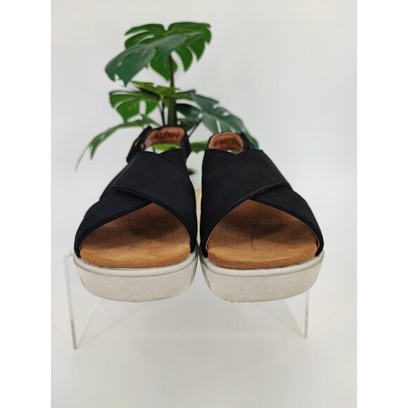 Clarks Women's Unstructured Cushion Strap Black Platform Sandals Size 7M US - Picture 2 of 9